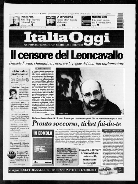 Italia oggi : quotidiano di economia finanza e politica